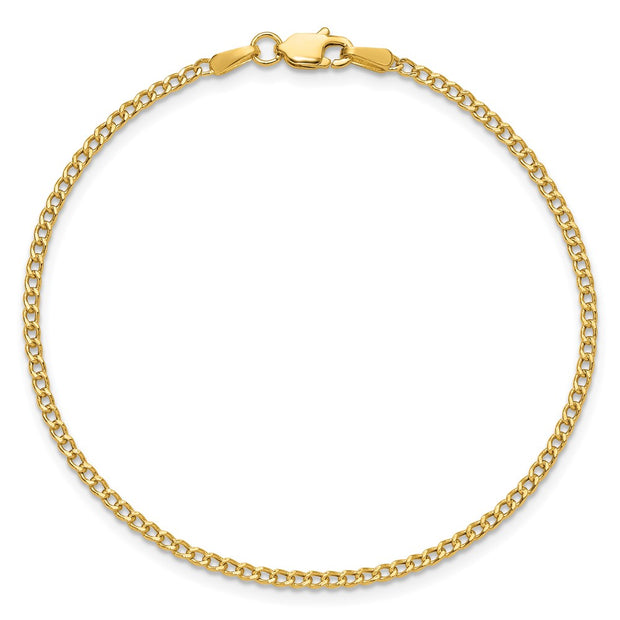 14K 1.85mm Semi-Solid Curb with Lobster Clasp Anklet