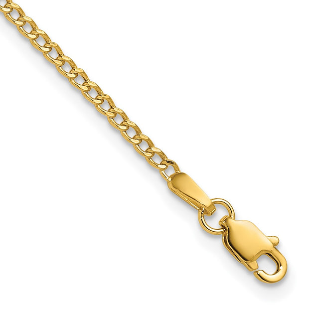 14K 1.85mm Semi-Solid Curb with Lobster Clasp Bracelet