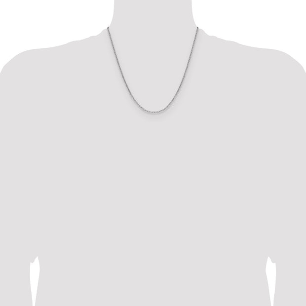 14k White Gold 2.2mm Semi-Solid Beveled Paperclip Chain