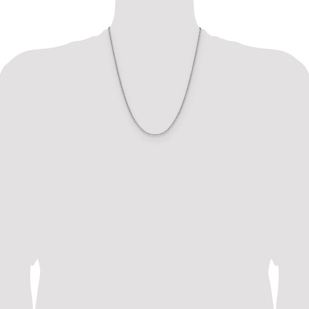 14k White Gold 2.2mm Semi-Solid Beveled Paperclip Chain