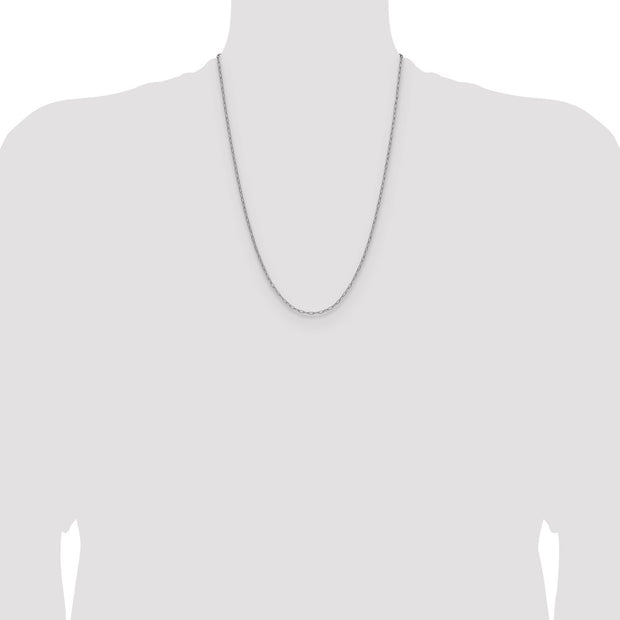 14k White Gold 2.2mm Semi-Solid Beveled Paperclip Chain