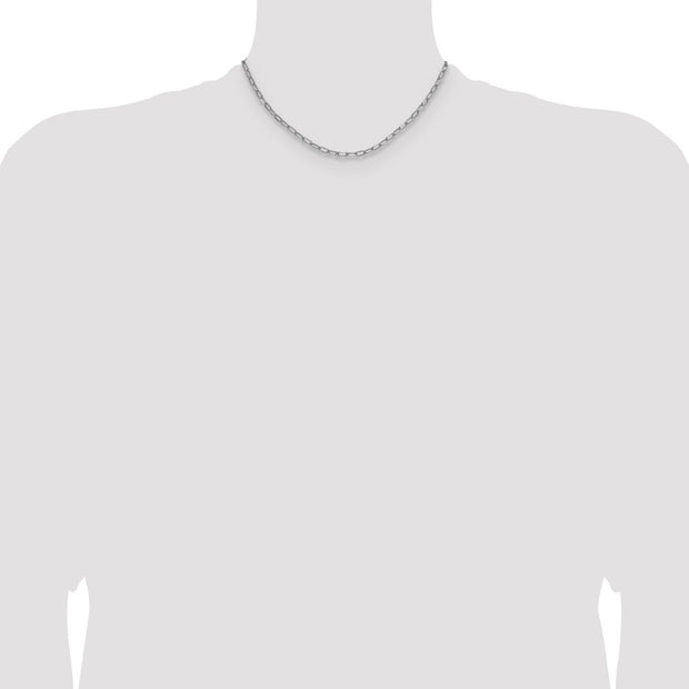 14k White Gold 3.7mm Semi-Solid Beveled Paperclip Chain