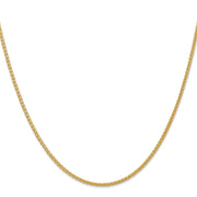 14K 2mm Semi-Solid Wheat with Lobster Clasp Chain