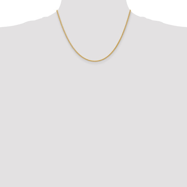 14K 2mm Semi-Solid Wheat with Lobster Clasp Chain