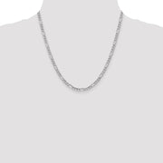 14K White Gold 4.4mm Semi-Solid Figaro with Lobster Clasp Chain