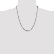 14K White Gold 4.4mm Semi-Solid Figaro with Lobster Clasp Chain