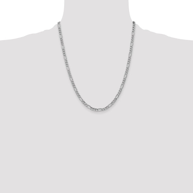 14K White Gold 4.4mm Semi-Solid Figaro with Lobster Clasp Chain