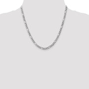 14K White Gold 5.75mm Semi-Solid Figaro with Lobster Clasp Chain