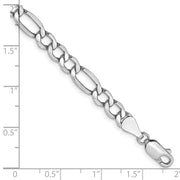14K White Gold 5.75mm Semi-Solid Figaro with Lobster Clasp Bracelet