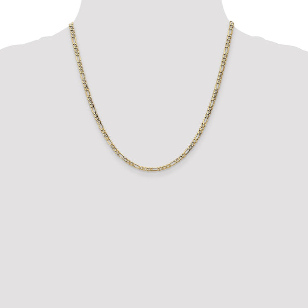 14K 3.5mm Semi-Solid Figaro with Lobster Clasp Chain