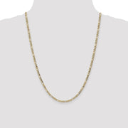 14K 3.5mm Semi-Solid Figaro with Lobster Clasp Chain