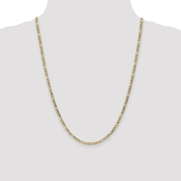 14K 3.5mm Semi-Solid Figaro with Lobster Clasp Chain