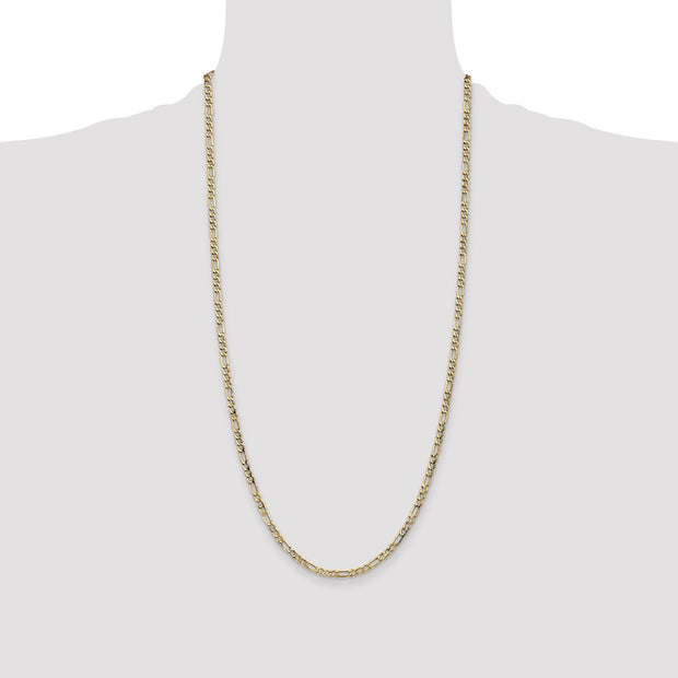 14K 3.5mm Semi-Solid Figaro with Lobster Clasp Chain