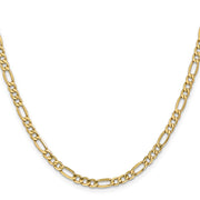 14K 4.2mm Semi-Solid Figaro with Lobster Clasp Chain