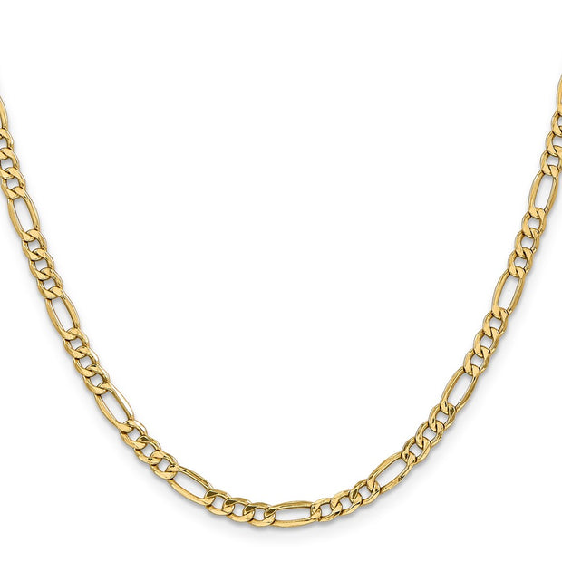 14K 4.2mm Semi-Solid Figaro with Lobster Clasp Chain