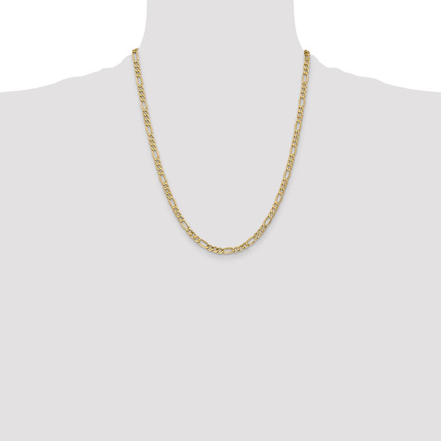 14K 4.2mm Semi-Solid Figaro with Lobster Clasp Chain