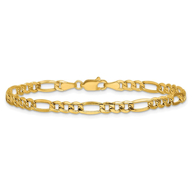 14K 4.2mm Semi-Solid Figaro with Lobster Clasp Bracelet