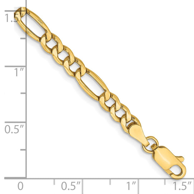 14K 4.2mm Semi-Solid Figaro with Lobster Clasp Bracelet