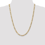 14K 5.75mm Semi-Solid Figaro with Lobster Clasp Chain