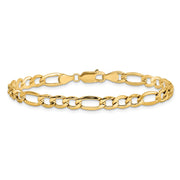 14K 5.75mm Semi-Solid Figaro with Lobster Clasp Bracelet