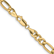 14K 6.25mm Semi-Solid Figaro with Lobster Clasp Chain