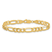 14K 6.25mm Semi-Solid Figaro with Lobster Clasp Bracelet