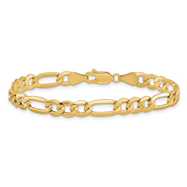 14K 6.25mm Semi-Solid Figaro with Lobster Clasp Bracelet