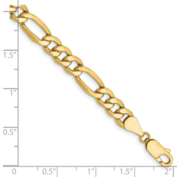 14K 6.25mm Semi-Solid Figaro with Lobster Clasp Bracelet