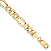 14K 7.3mm Semi-Solid Figaro with Lobster Clasp Bracelet