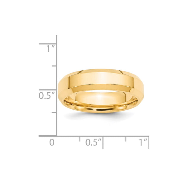14k Yellow Gold 6mm Beveled Edge Comfort Fit Wedding Band