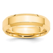 14k Yellow Gold 6mm Beveled Edge Comfort Fit Wedding Band