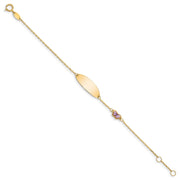 14K Polished Purple Enamel Butterfly and 20x7mm Plate Baby/Child ID Bracelet with Extender