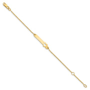 14K Polished Solid Chain/Solid Plate Cut-out Heart 27.7x6.5mm Plate Baby/Child ID Bracelet with Extender