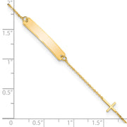 14k Polished Cross ID Bracelet