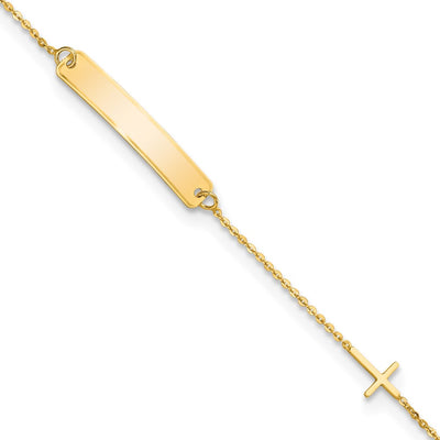 14k Polished Cross ID Bracelet