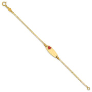 14k Polished Red Enameled Heart on 18x5mm Plate Baby/Child ID Bracelet
