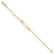 14K Polished Heart and 24x6mm Cut-out Heart Plate Baby/Child ID Bracelet