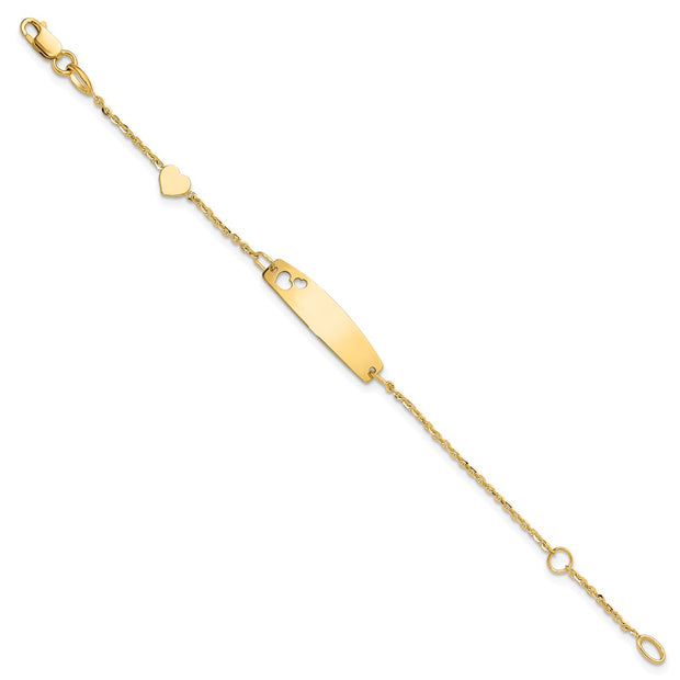 14K Polished Heart and 24x6mm Cut-out Heart Plate Baby/Child ID Bracelet