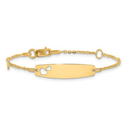 14K Polished Heart and 24x6mm Cut-out Heart Plate Baby/Child ID Bracelet
