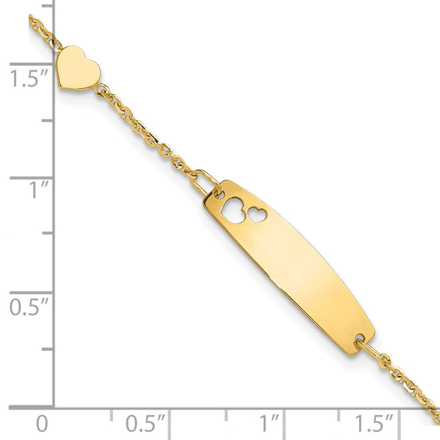 14K Polished Heart and 24x6mm Cut-out Heart Plate Baby/Child ID Bracelet