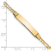 14k Polished Solid Chain/Solid Plate Figaro Link 26x5mm Plate Baby/Child ID Bracelet