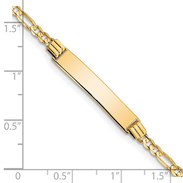 14k Polished Solid Chain/Solid Plate Figaro Link 26x5mm Plate Baby/Child ID Bracelet