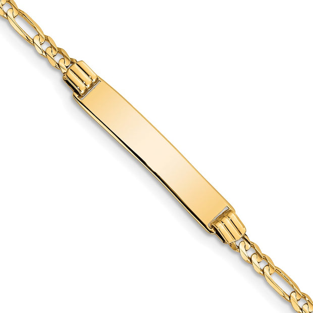 14k Polished Solid Chain/Solid Plate Figaro Link 26x5mm Plate Baby/Child ID Bracelet