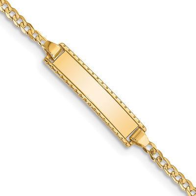 14k Polished Solid Chain/Solid Plate Curb Link 18.5x5mm Plate Baby/Child ID Bracelet