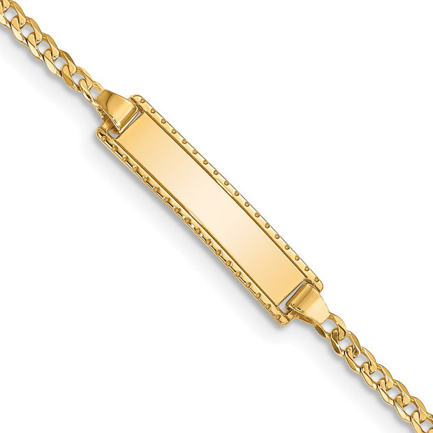 14k Polished Solid Chain/Solid Plate Curb Link 18.5x5mm Plate Baby/Child ID Bracelet