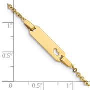 14K Polished Cut-out Heart 18x5mm Plate Baby/Child ID Bracelet