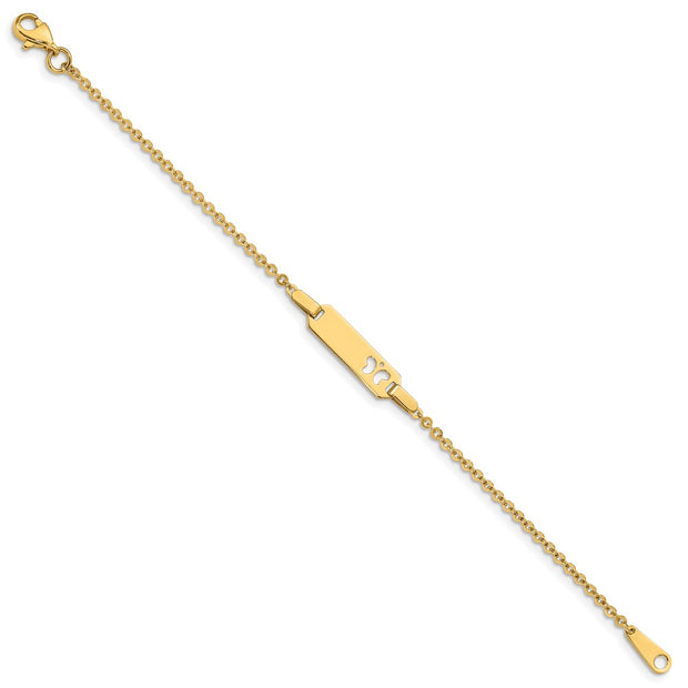 14K Polished Cut-out Butterfly 18x5mm Plate Baby/Child ID Bracelet
