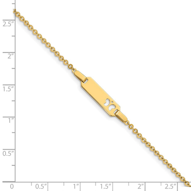 14K Polished Cut-out Butterfly 18x5mm Plate Baby/Child ID Bracelet