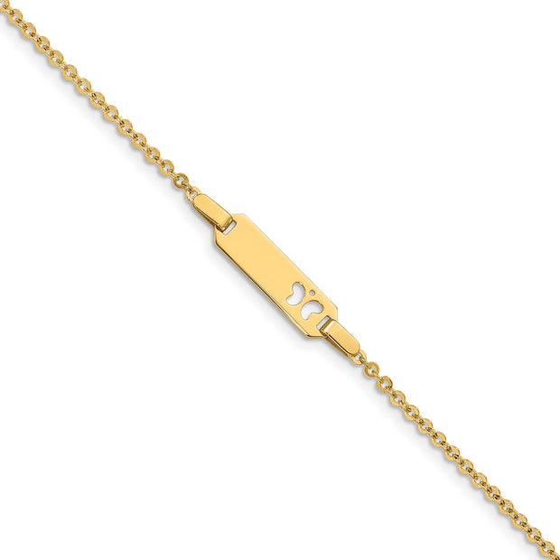 14K Polished Cut-out Butterfly 18x5mm Plate Baby/Child ID Bracelet