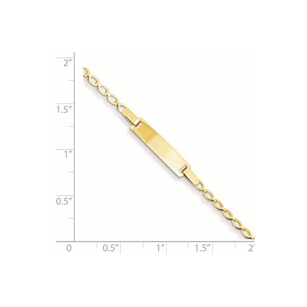 14k Polished Solid Chain/Solid Plate Fancy Link 16x5mm Plate Baby/Child ID Bracelet